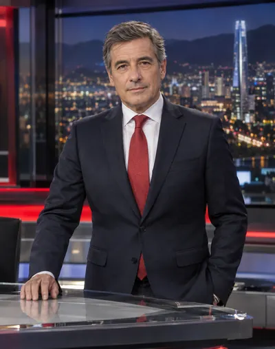 Presentador en un estudio de noticias