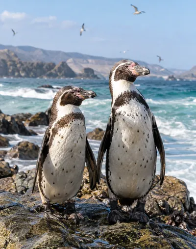 Pinguinos en la costa chilena